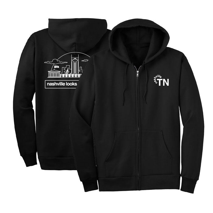 Nashville Skyline Black Zip Hood